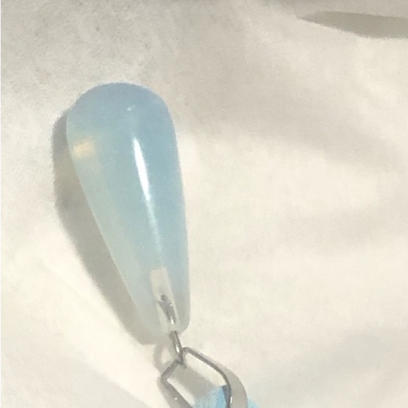 UNBRANDED Opalite Teardrop STATEMENT Necklace On Leather Suede Cord - Picture 3 of 8